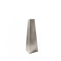A small geometric metallic vase, the Lumina Vase Tactus (Small), expertly crafted from 304 stainless steel with a brushed matte finish. The minimalist tapering obelisk shape is isolated on a clean white background.