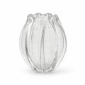 Onda Vase Calyx: Clear glass vase with textured design and petal form opening