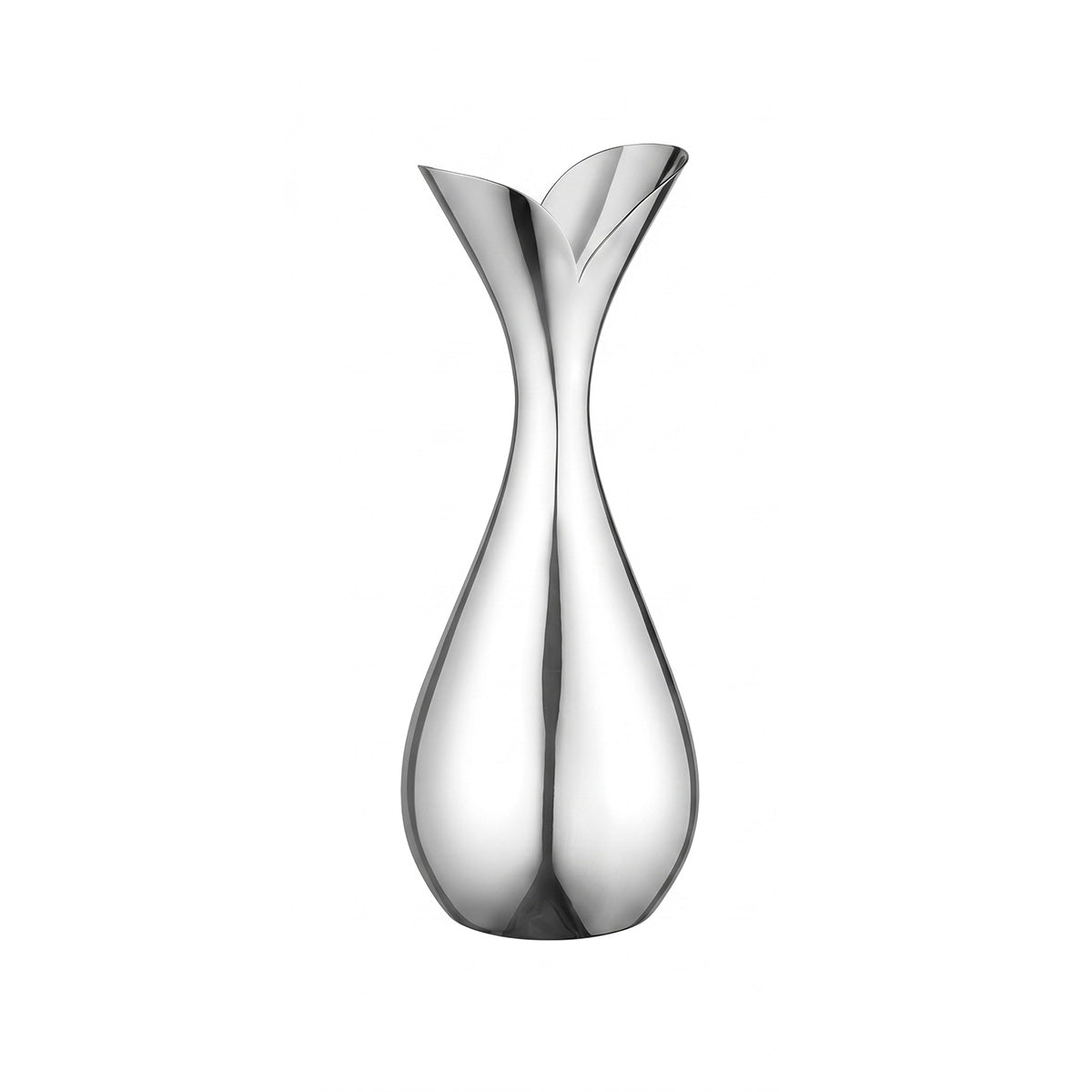 Silver stainless steel modern vase on a white background