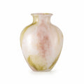 Onda Vase Petal in pastel pink and green art glass. The rounded vase shows intricate speckled textures, presented against a pure white studio background.