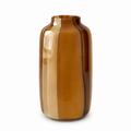 Amber striped glass vase - Onda Vase Toffane featuring vertical caramel and dark brown color bands, isolated on a white background.