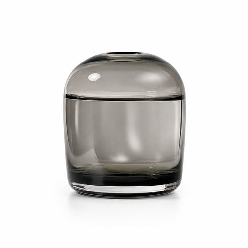 Smoky gray glass modern 
vase on a white background