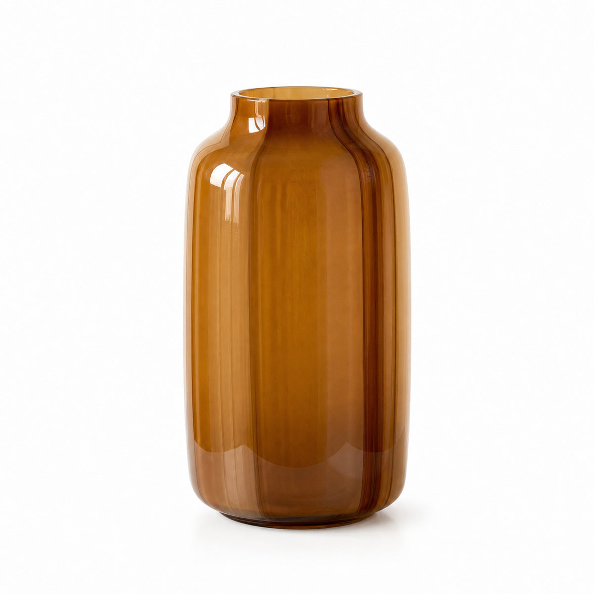Brown opaque galss modern vase on a white background